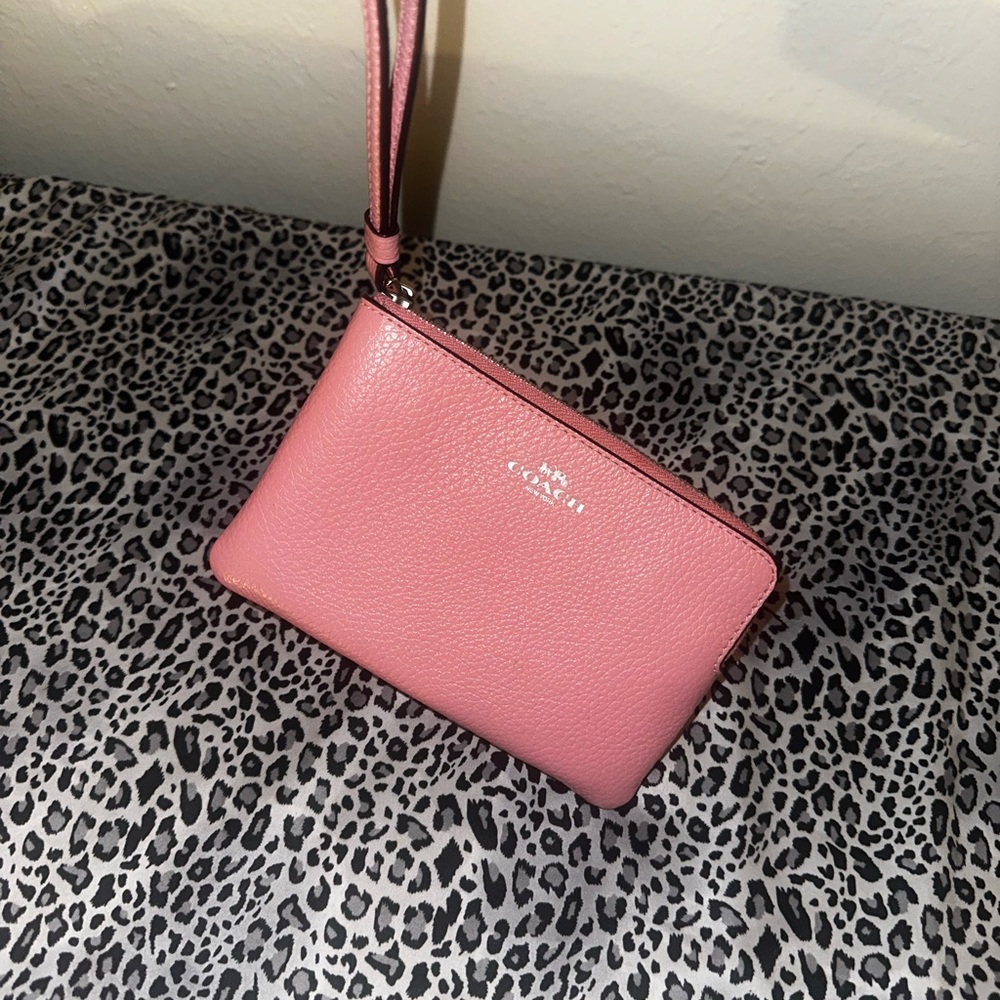 Coach Rose Leather Wristlet
